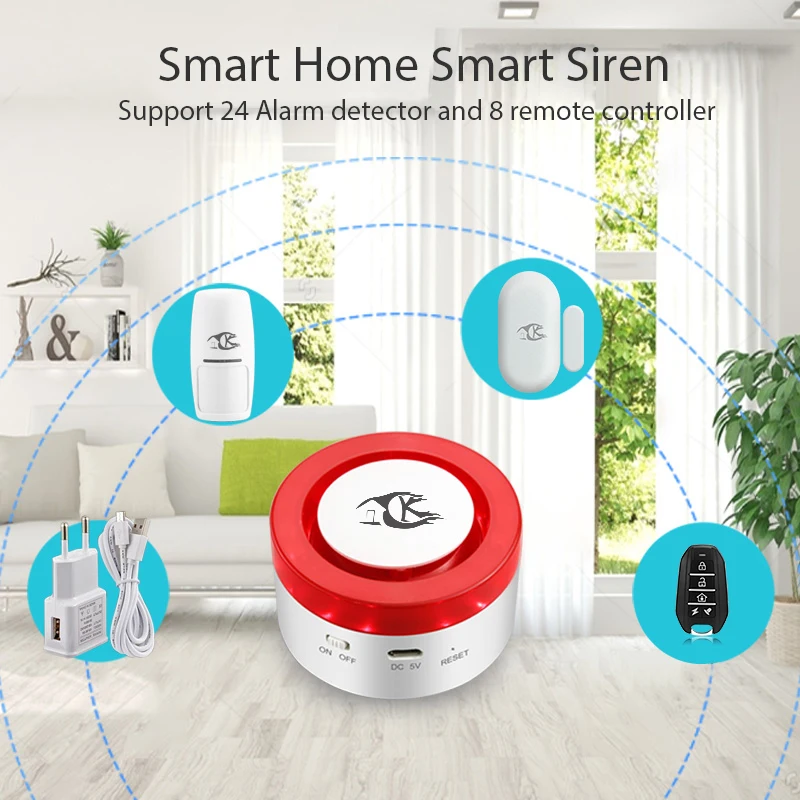Wireless Smart Siren Alarm Home Security System Auto-dial Motion Detection works with Smart life App Control Wireless Smart Siren Alarm Home Security System Auto-dial Motion Detection works with Smart life App Control