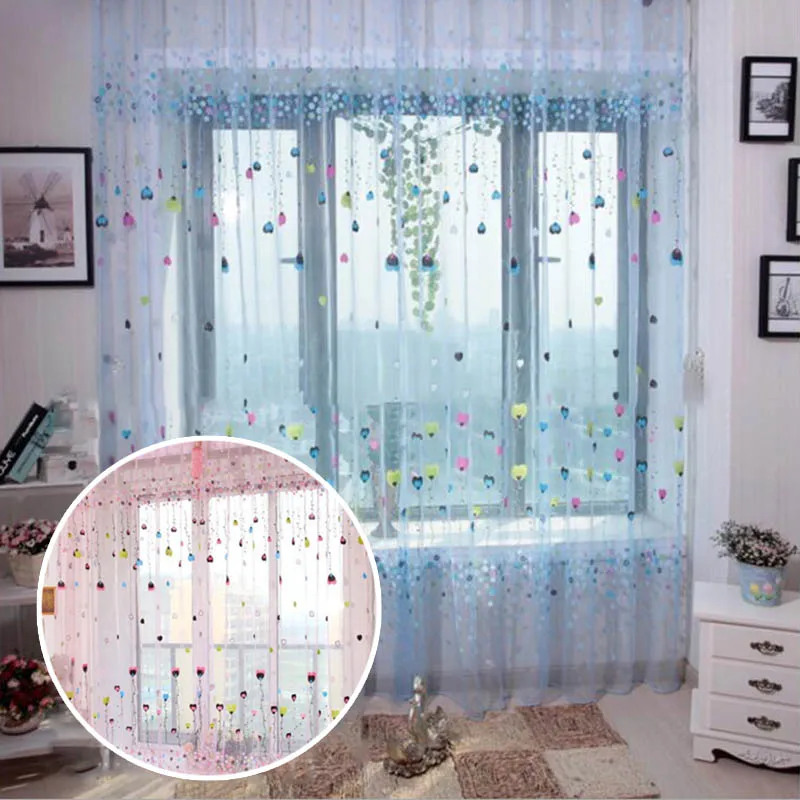 

Cartoon Balloon Floral Tulle Window Curtain For Living Room Pink/Blue Curtains For Children Girls Bedroom Living Rom Home Decor