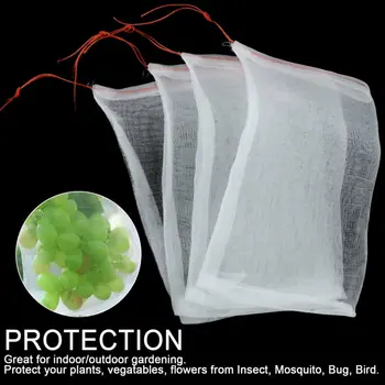 

20/40 Pc Garden Plant Fruit Protect Drawstring Net Bags Mesh Against Insect Bird
