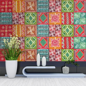 

Creative Nepal style PVC retro living room bedroom wallpaper 3D wall sticker kitchen oilproof bathroom waterproof sticker