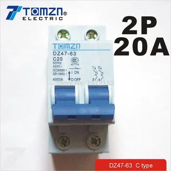 

2P 20A 400V~ 50HZ/60HZ Circuit breaker AC MCB safety breaker C type