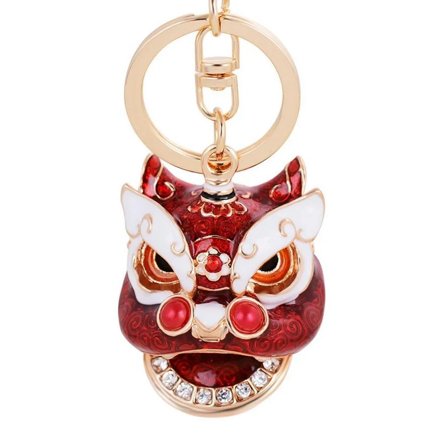 

Ancient Mascot Figure Keychain Chinese Style Kylin Lion Dance Toy Collection Key Ring Exquisite Jewelry Men Women Gift Novelty