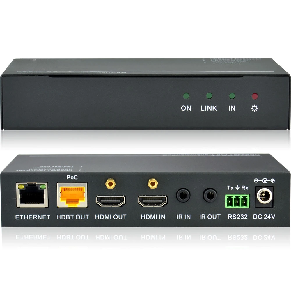 2 портовый HDMI удлинитель HDBaseT (RJ45 + петля) RS232 двунаправленное ИК управление POC HDCP CEC