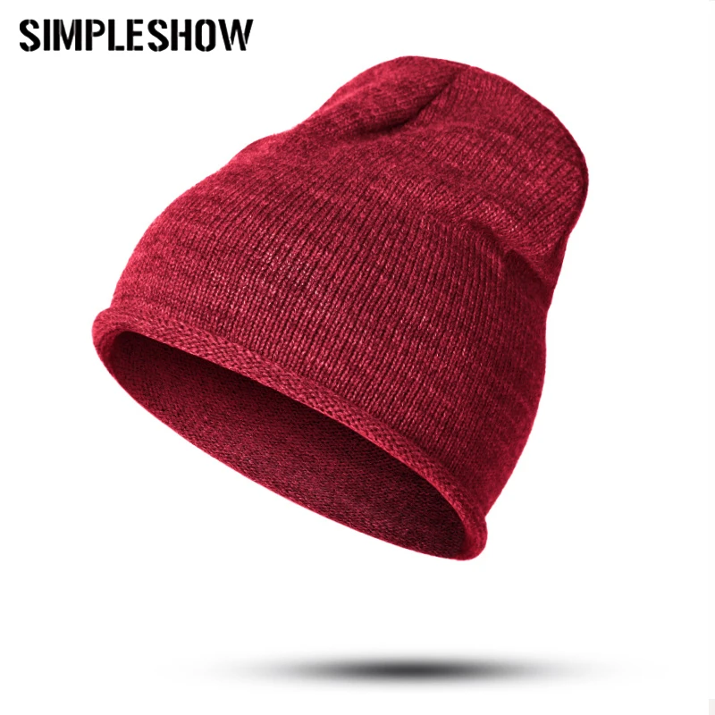 SIMPLESHOW модная зимняя теплая шапка Повседневная одноцветная шапка Skullies Beanies Дамская шапка брендовая шапка для женщин дизайн