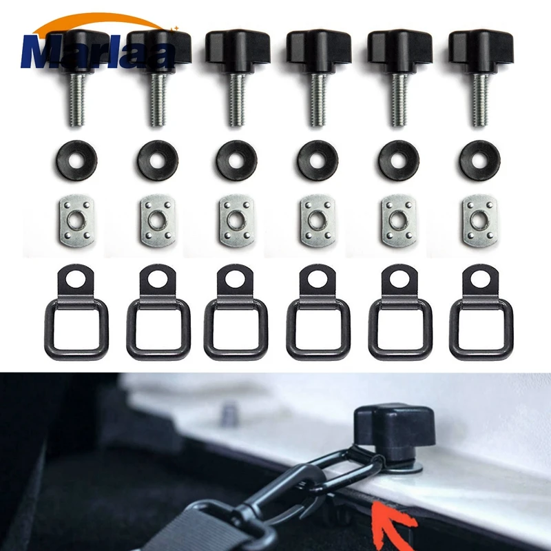 Marlaa 6 Pcs/Set Car Accessories Hardtop Removal Thumb Screw D-rings Kit for Jeep Wrangler TJ JK JKU Sport 1995