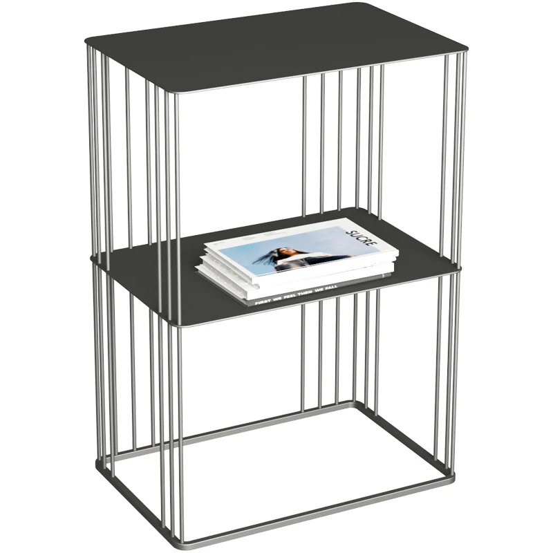 

Simple wrought iron double-layer corner several coffee table creative sofa side small apartment storage rack bedside table