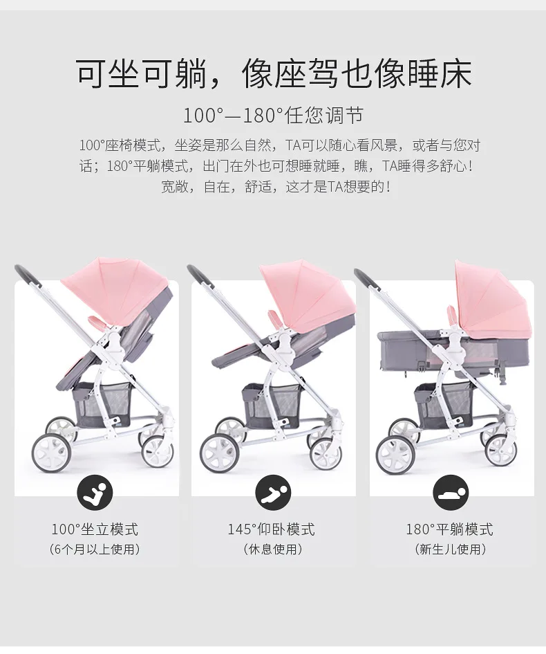 Infantis em Ambos Sentar e Colocar Carrinho de Bebê 3 em 1 Alta Vista Stroller Carrinho Pode Empurrar Carrinhos Pode se Bebê Dobrável 8 Cheap Carrinho de 4 rodas