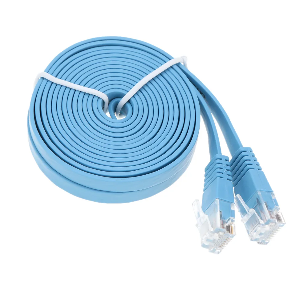 Высокоскоростной Cat6 Ethernet плоский кабель RJ45 Компьютер LAN Интернет сетевой шнур 15 м