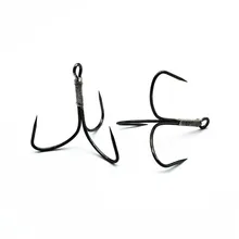 10pcs/box Sharp Big Size Non-barbed Hook Treble Fishing Hooks High Carbon Steel Fishhooks
