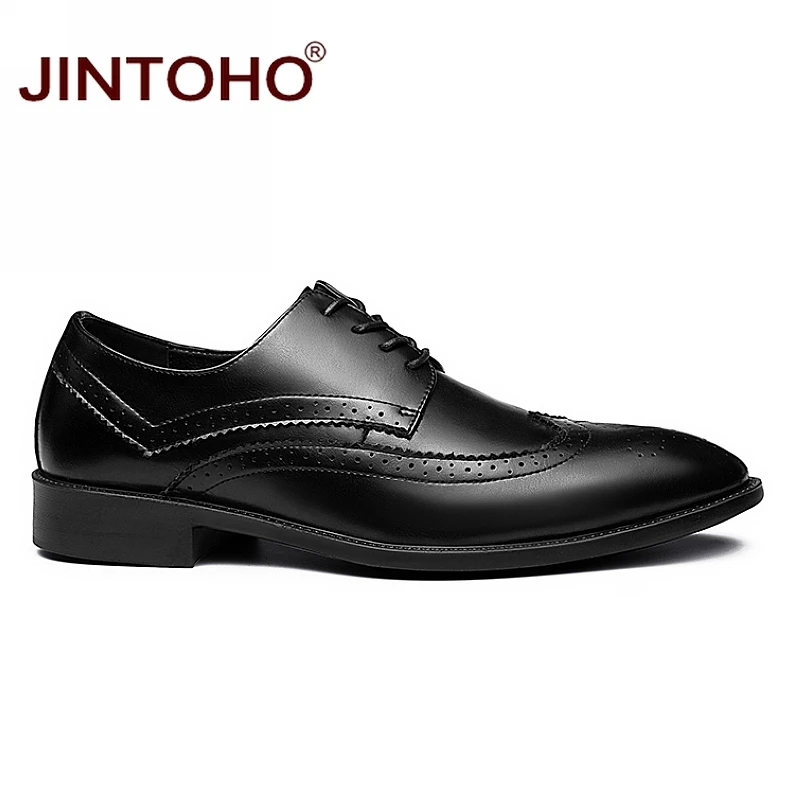 JINTOHO/Мужские модельные туфли большого размера; Модные дышащие мужские кожаные туфли; Мужская официальная обувь с острым носком; мужские мокасины