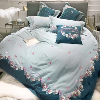 

New Luxury blue Bohemia Digital Printing Egyptian Cotton Bedding Set Duvet Cover sed Bed 4pcs sheetLinen Pillowcase