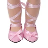 18 inch Girls doll shoes Pink lace shoes dance shoe ballet American new born accessories Baby toys fit 43 cm baby s209