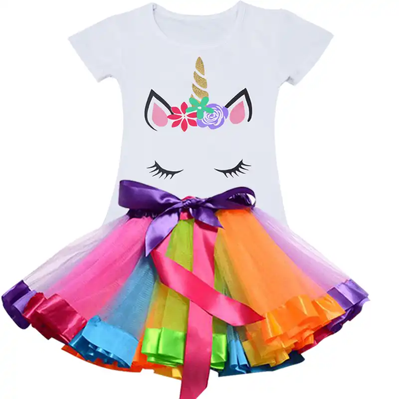 Novedad Del 2020 Vestido De Unicornio Para Ninas Vestido De Fiesta De Princesa Arcoiris Para Bebes Trajes De Cumpleanos Para Ninos Ropa Para Ninos De 2 3 4 5 6 Y 7 Anos Aliexpress