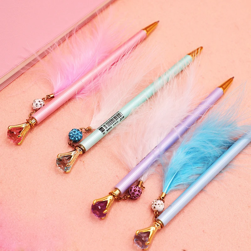 

1Pcs Creative Diamond Feather Pendant Mechanical Pencil Automatic Pencil Student Stationery