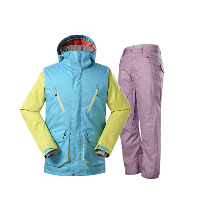 Gsou nieve juego de esquí para los hombres traje chaqueta de snowboard y Pantalones caliente wateproof invierno ropa esqui hombre Veste ski homme