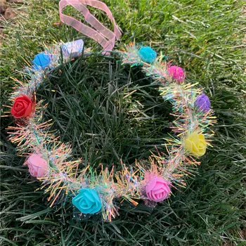 

Girls Women Light Glowing Flower Wreath Garland LED Headband Hairband Wedding Dancing Party Vacation home decor