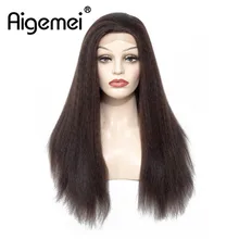 Aigemei Lace Front Wig Long Kinky Straight Synthetic Hair Glueless Free Part Lace Wigs Heat Resistant Fiber 24 inch Aigemei Lace Front Wig Long Kinky Straight Synthetic Hair Glueless Free Part Lace Wigs Heat Resistant Fiber 24 inch
