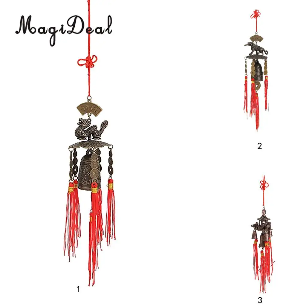 

MagiDeal Chinese style Wind Chimes Traditional Metal Bells Lucky Feng Shui Windbells -Home Garden Outdoor Living Dragon Decor