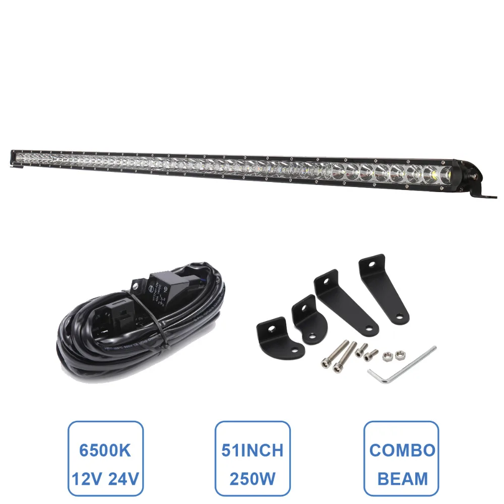 

51'' 250W Offroad LED Light Bar Car SUV 4X4 4WD AWD ATV Trailer VAN Camper Bumper Headlight 12V 24V Combo for TOYOTA FORD AUDI