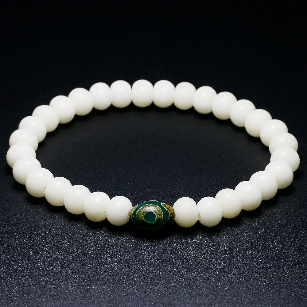 Natural White Bodhi Beads Stretch Nepal ZEN Bead Bracelet Seed Buddhist