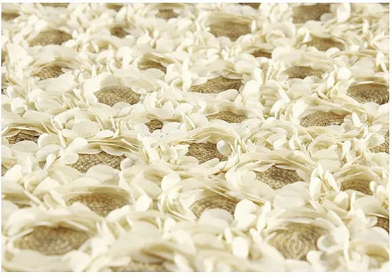 

beige Rosette Lace Fabric, Beige Chiffon Rose Fabric, Sequin rosette fabric, photography backdrop, prop 5yards
