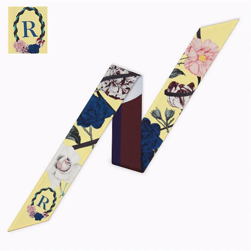 

R Letter Scarfs For Women New Design Women Silk Scarf 2020 Fashin Head Scarf Brand Ladies Tie Bag Ribbons Constellation Scarf