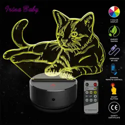 2018 Новый Умный дом электроники кошка 3D ночь LightLamp 7 цветов 3D Оптические иллюзии огни для подарка Лидер продаж XinSiLu