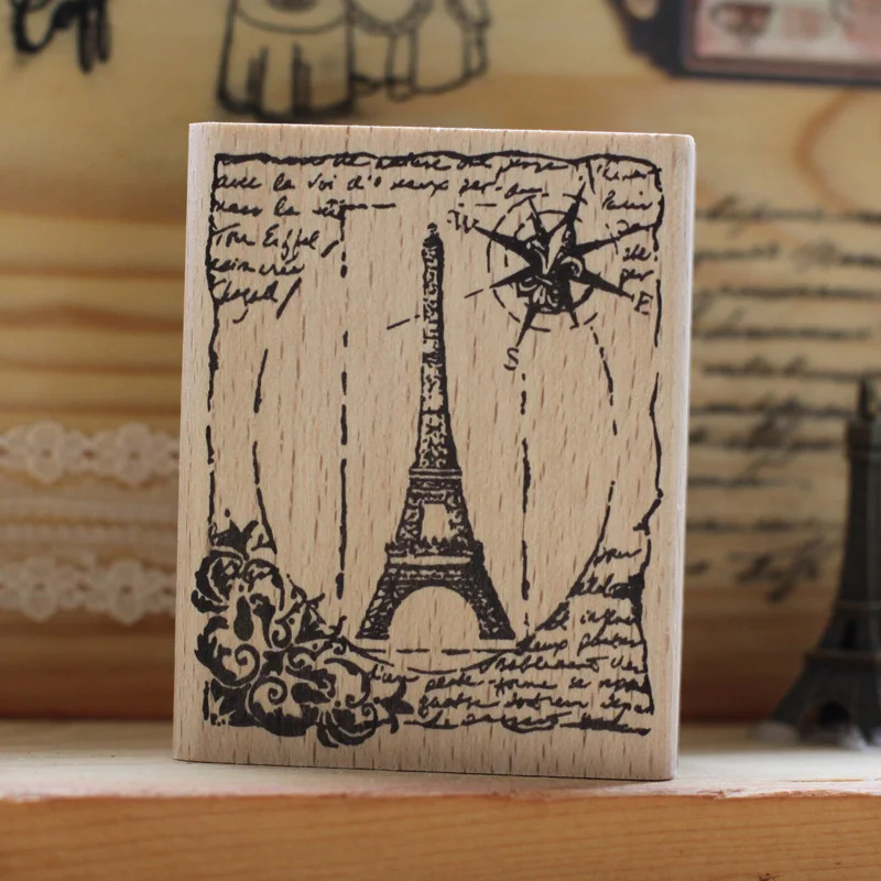 DIY vintage eiffel tower rubber wooden stamps for carimbo stempel