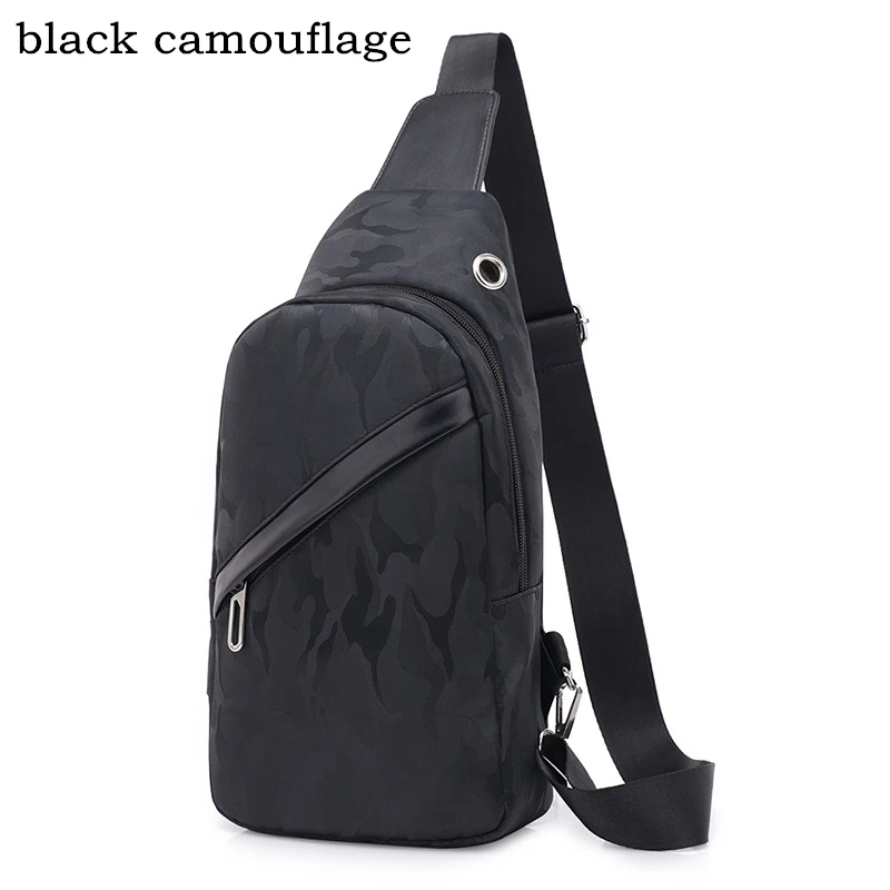 Новая мужская сумка через плечо usb зарядка сумки через плечо мужские нагрудные сумки с отверстием для наушников Противоугонная Сумка-тоут для путешествий для подростков - Цвет: black camouflage