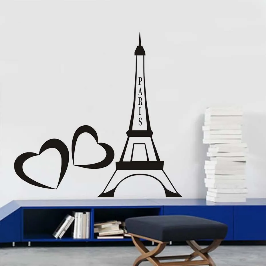 

Love Paris Wall Decal Vinyl Stickers Paris Eiffel Tower Romantic Hearts France Home Interior Kids Bedroom Living Room Decor