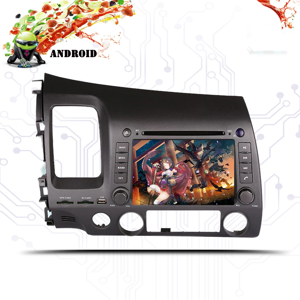 Cheap 8 inch 2 din Android 9.0 64GB Car Dvd Player For honda civic 2006-2011 Auto Radio tape recorder Video Gps WIFI RDS usb audio 5