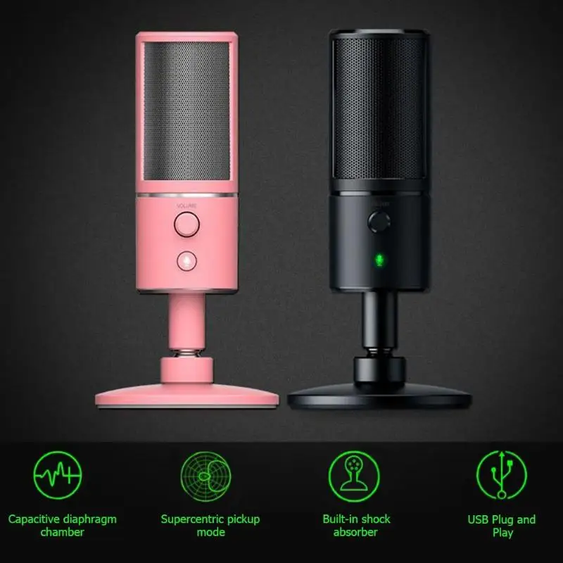 razer Seiren X Pickup 3 цвета микрофон для Live Webcast цифровой конденсаторный голосовой усилитель для настольного компьютера ноутбука