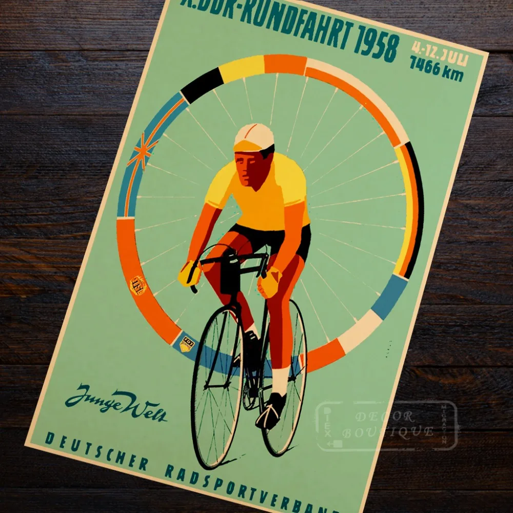 

The Cycling Exercise Sport Classic Retro Vintage Kraft Poster Decorative DIY Wall Sticker Home Bar Poster Decor Gift
