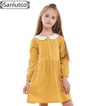 Sanlutoz/платье принцессы для девочек; зимняя детская одежда; хлопковая детская одежда; брендовая одежда с длинными рукавами для малышей; осенняя одежда для свадебной вечеринки