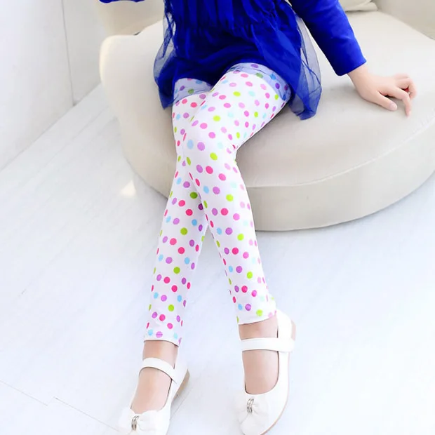 

New in 2019 Autumn Winter Girls Lovely Flower Print Soft Bright Color Leggings Kids Pencil Pants Children Skinny Trousers