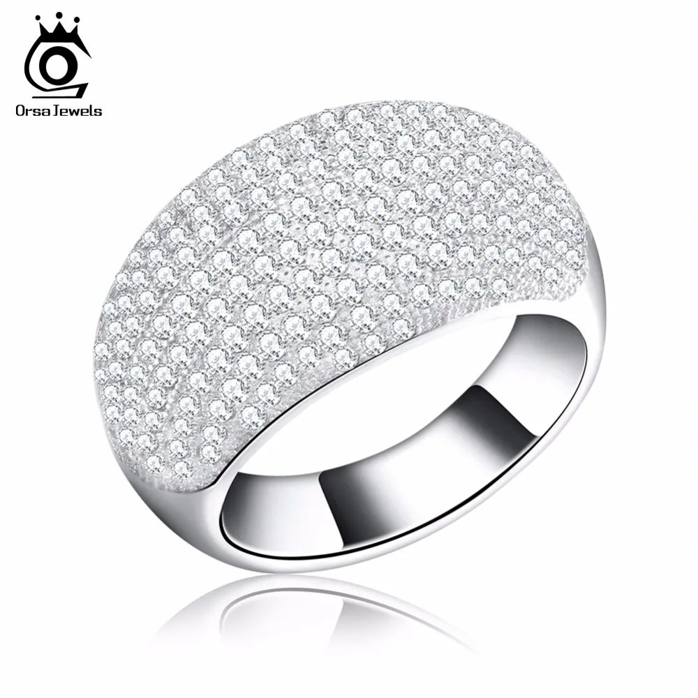 ORSA JEWELS Luxury Wedding Band Engagement CZ Ring Paved 196 Pieces AAA Austrian Cubic Zirconia Fashion Jewelry for Women OR123