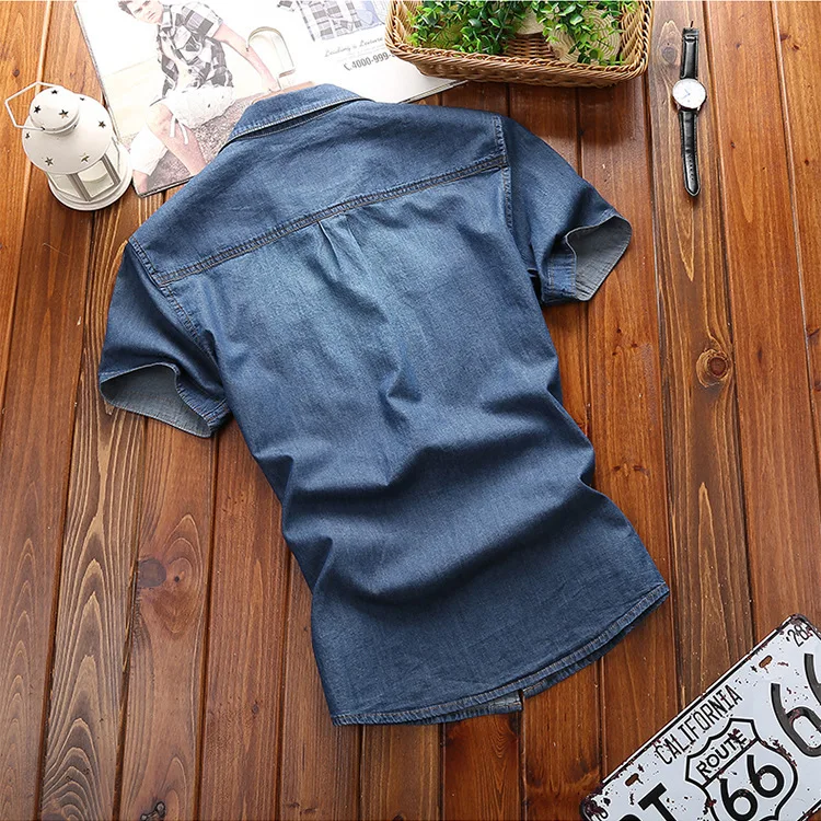 ZHAN DI JI, ПУ бренд, мужская синяя джинсовая рубашка, модная мужская рубашка, мужская рубашка, Camisa Masculina, повседневная, тонкая, Chemise Homme 4XL 60