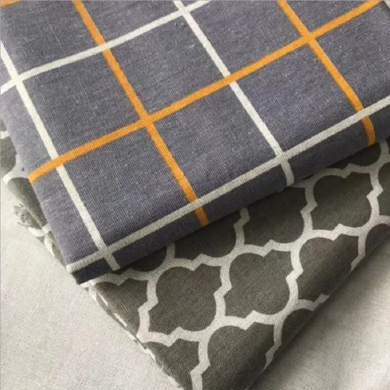 

Plaid Series Linen Printing Cotton Linen Fabric Canvas Fabric Handmade DIY Sewing Tablecloth Pillow Cushion Fabric Material