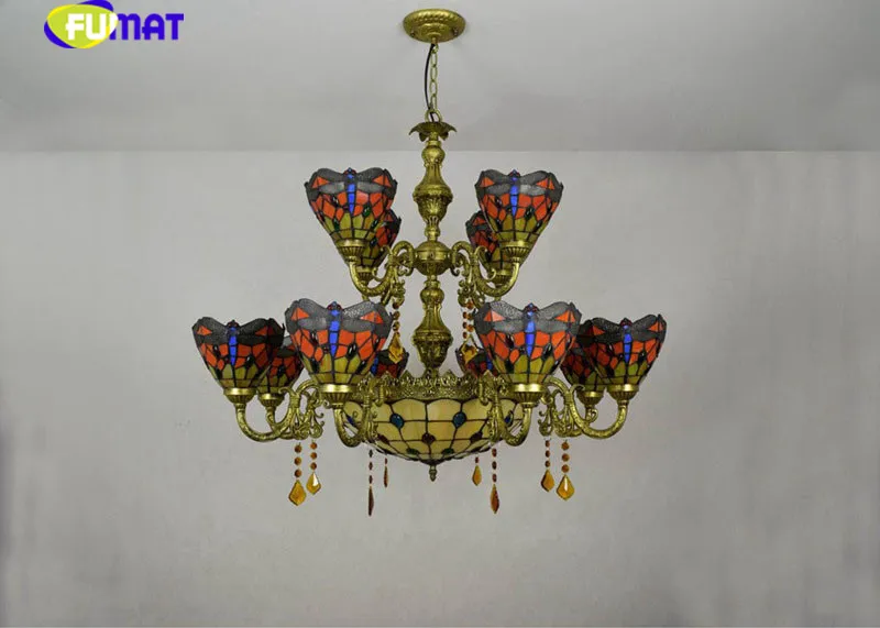 8Tiffany Dragonfly Stained Glass Pendant Light