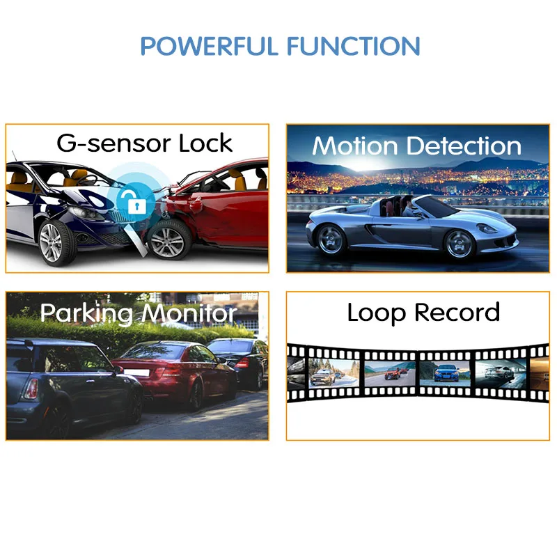  E-ACE Car Dvr Dash Cam 4.3 Inch Touch FHD 1080P Rearview Mirror Video Recorder Dual Lens Auto Regis