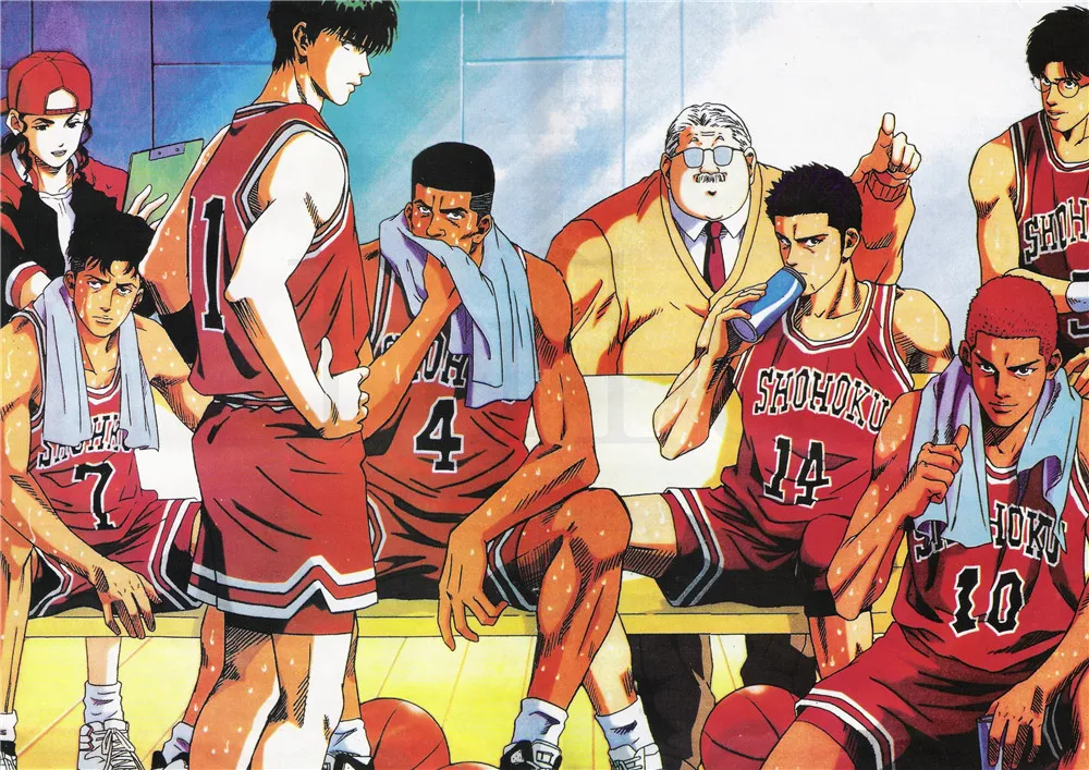 Slam Dunk плакаты настенные наклейки яркие цветные украшения для дома белая бумага с покрытием прямая - Цвет: Черный