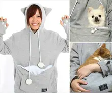 2016 Mewgaroo Nyangaroo Cat Dog Pet Hoodies For Women Casual Unisex Kangaroo Cat Hoodies With Cat Ears Sweatshirts Pullovers 3XL