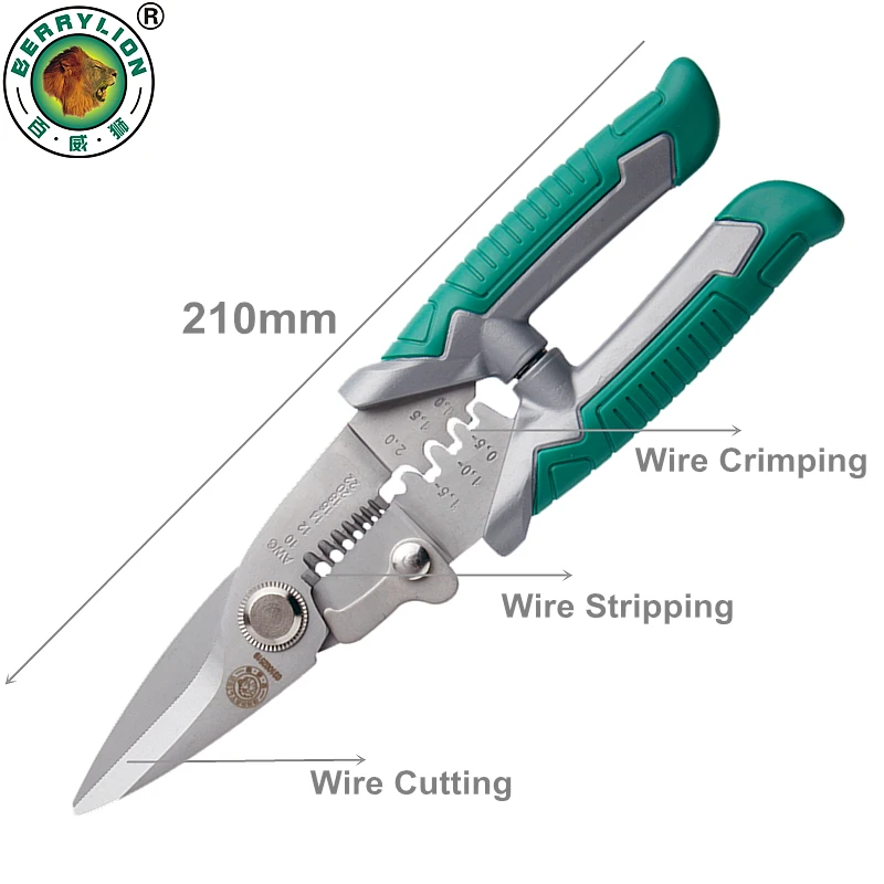 BERRYLION 210mm Crimping Pliers 3 in 1 Multitool Wire Stripper Cutting Cable