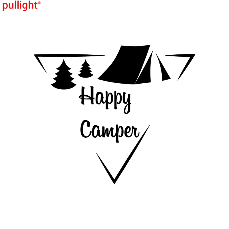 Happy Camper Camping Truck Vinyl Sticker Decalcomania Laptop Moto Car Auto Bumper Art