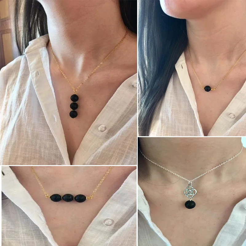 

Lava Stone Diffuser Necklace, Minimalist Essential Oil Diffuser Necklace, Aromatherapy Jewelry, Gold Silver Color Drop Shipping