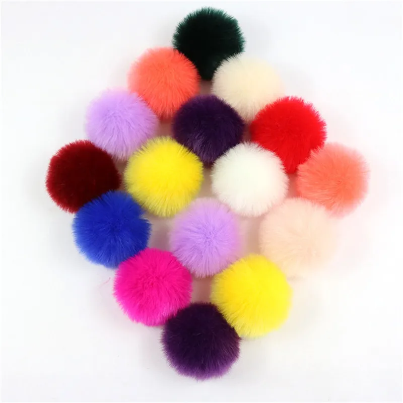 

1pc 8cm Fluffy Faux Rabbit Fur Pom Pom Ball DIY Key Chain Pompon Fur Trinket Women Bag Charms Wedding Costume Ornament Jewelry