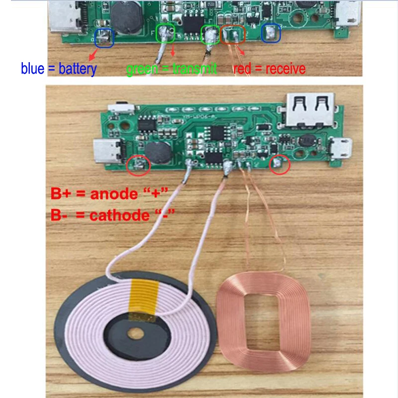 1 комплект Qi беспроводной DIY power Bank комплект портативное беспроводное зарядное устройство чехол без батареи(нужно DIY самостоятельно