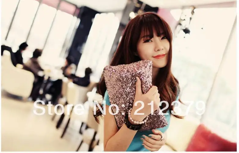 

fashion shinning Sequin Day Clutches inside leopard pattern Evening Bags women handbag envelope bag