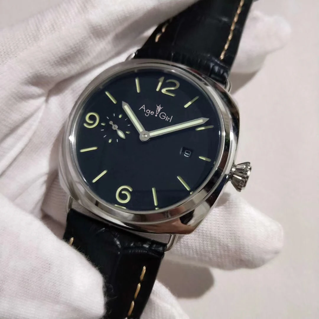 

Luxury Brand New Men Automatic Mechanical Sapphire Stainless Steel Watches Silver Black Leather Luminous Gents Sport Watch AAA+