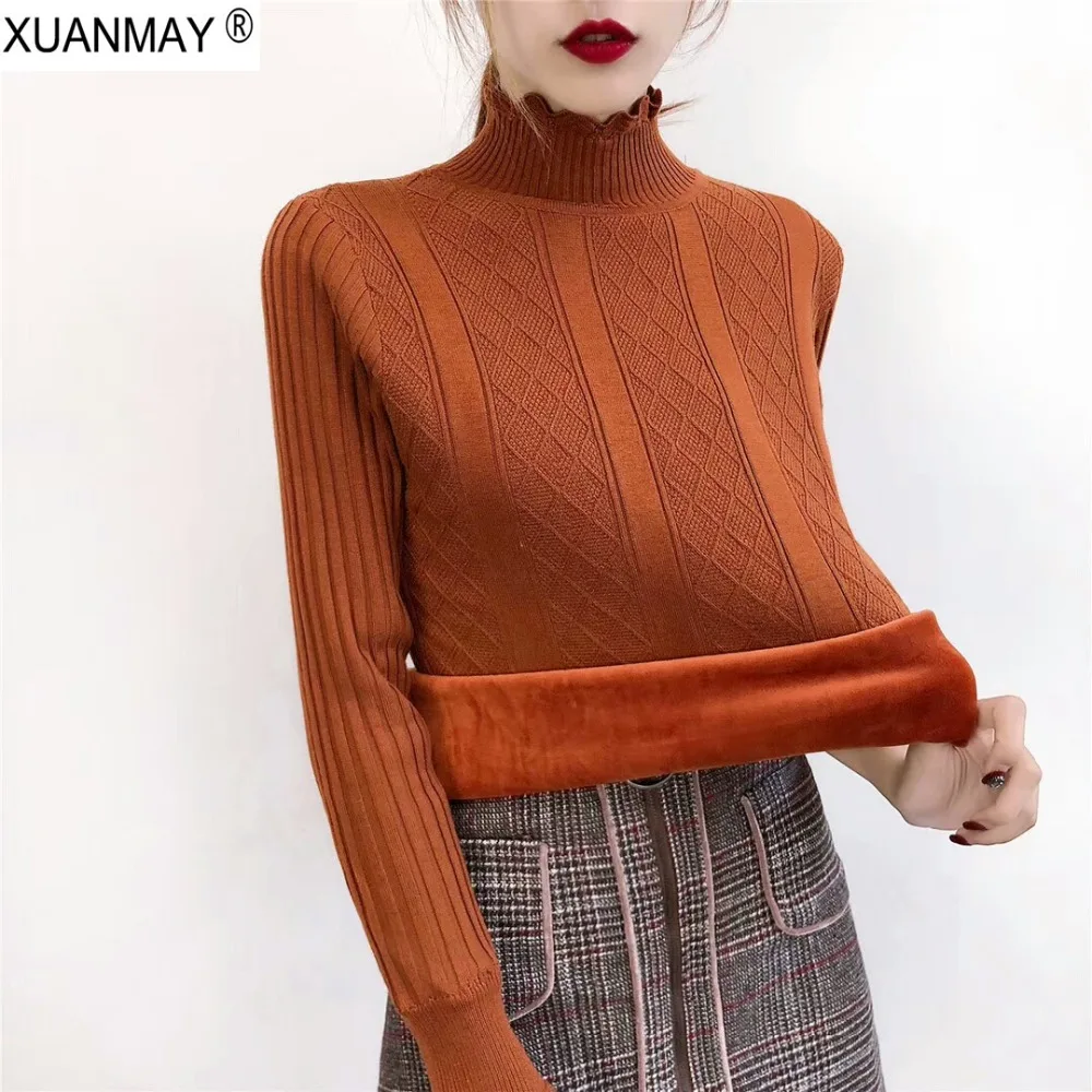 Autumn plus Thick Velvet Pullover sweater Velvet lining warm High